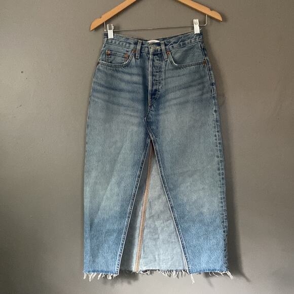 RE/DONE Midi Denim Skirt Coastal Granddaughter Summer Organic Cotton NWOT 25 0/2 - Picture 5 of 10
